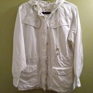 Womans L St. John's Bay Cream Hooded Jacket Mediumweight Spring